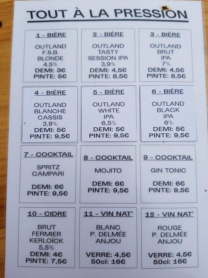 Brasserie Outland menu 2