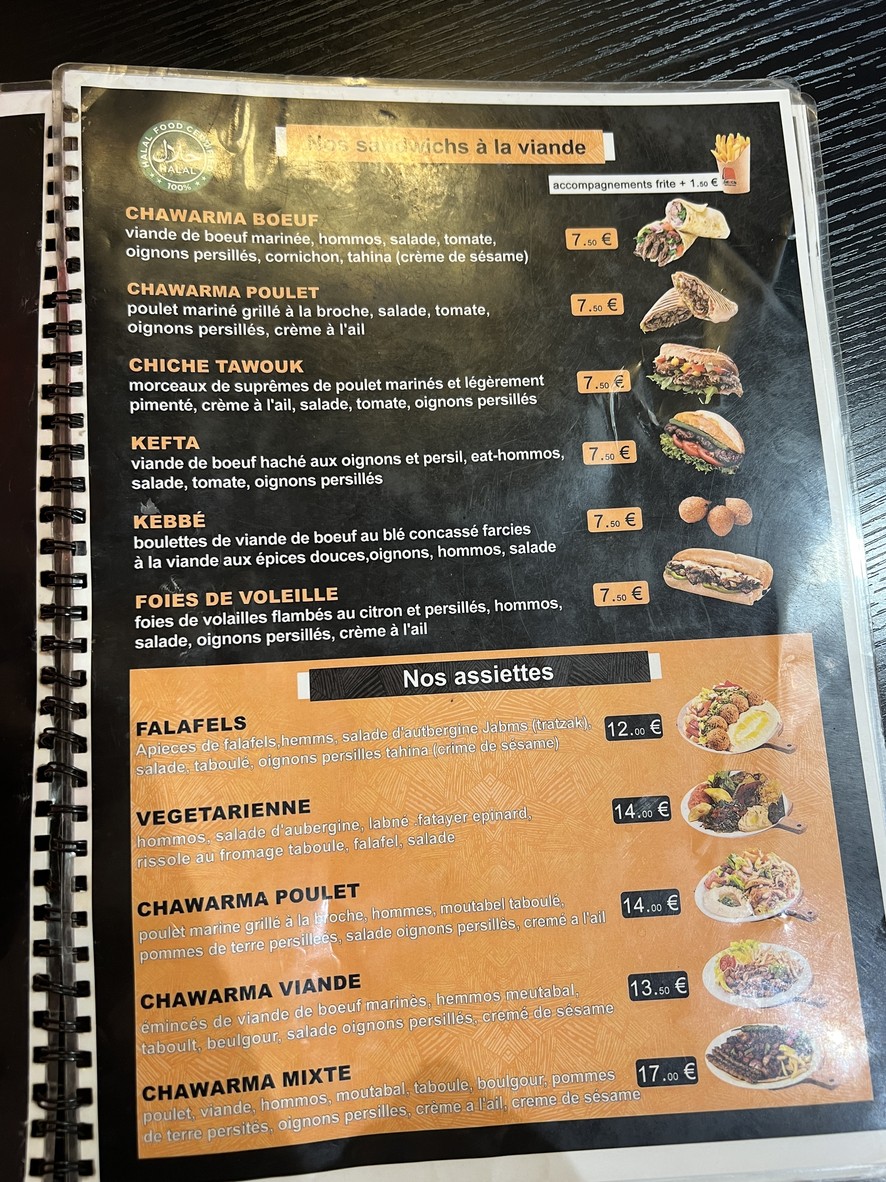 Jalaloh Falafel Égyptien menu 2