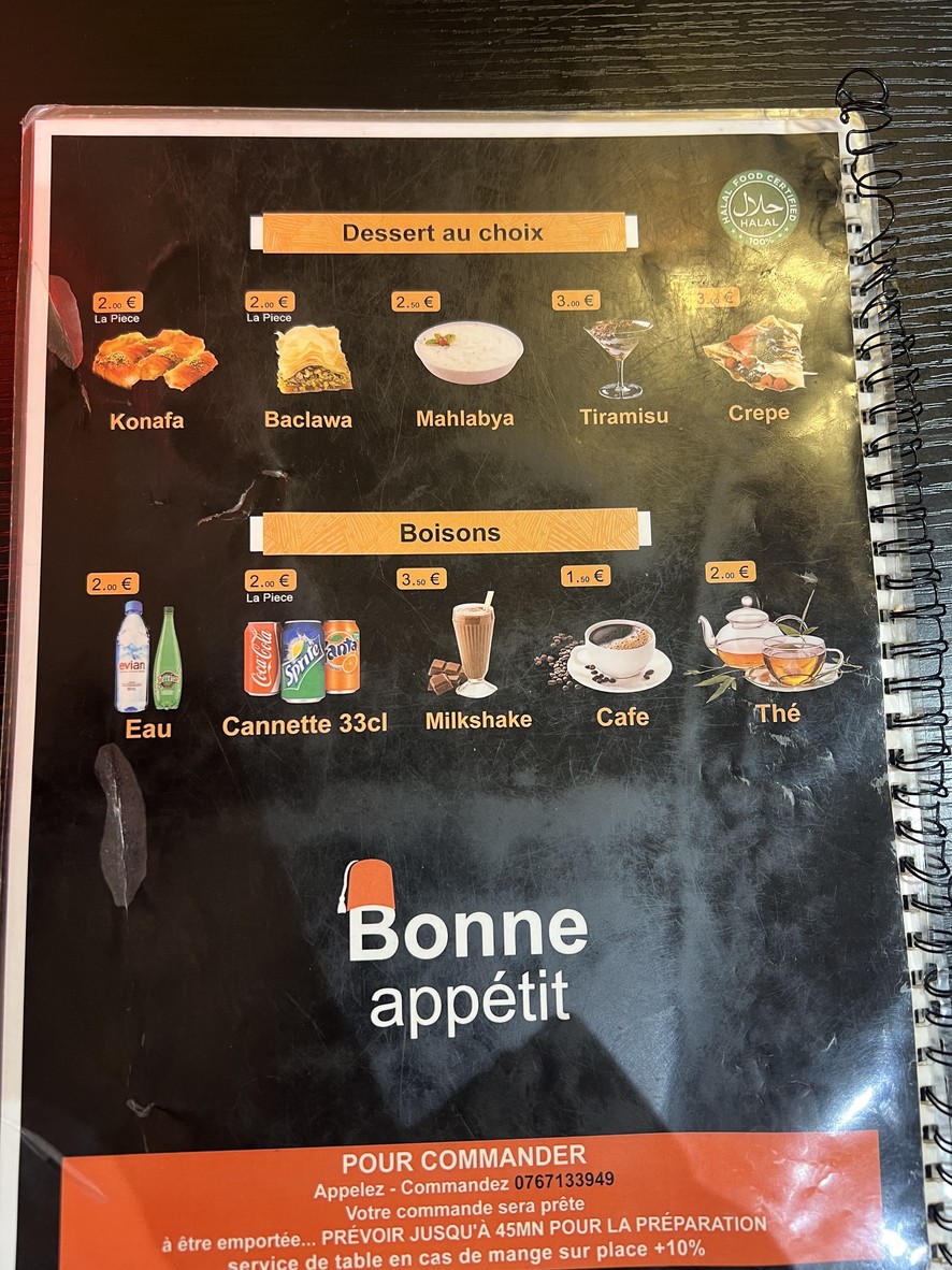 Jalaloh Falafel Égyptien menu 5