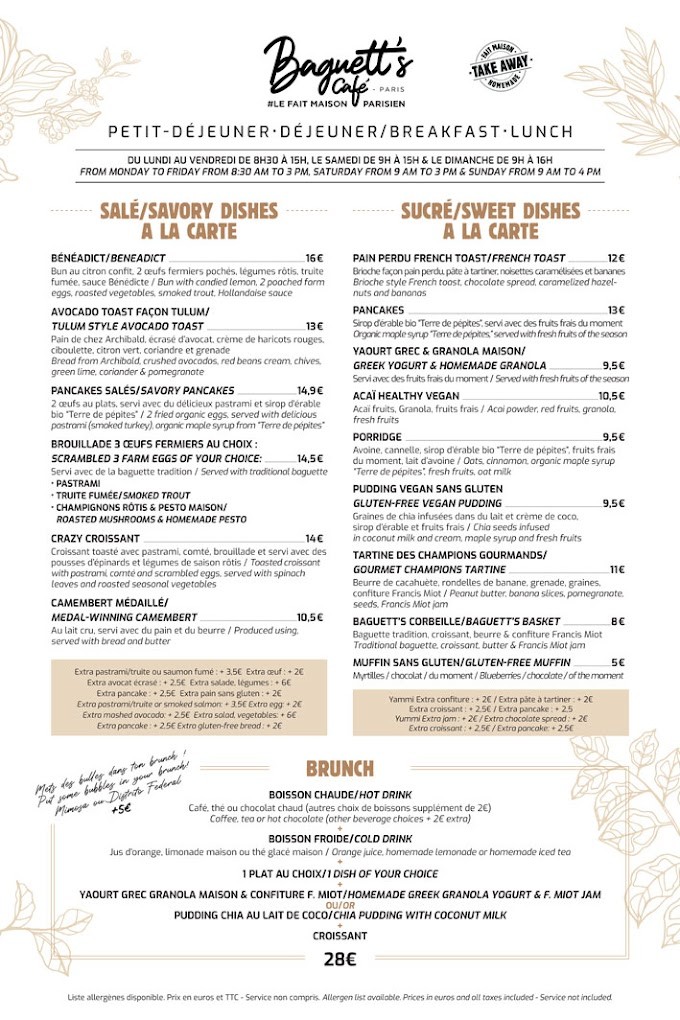 Baguett's Café menu 1