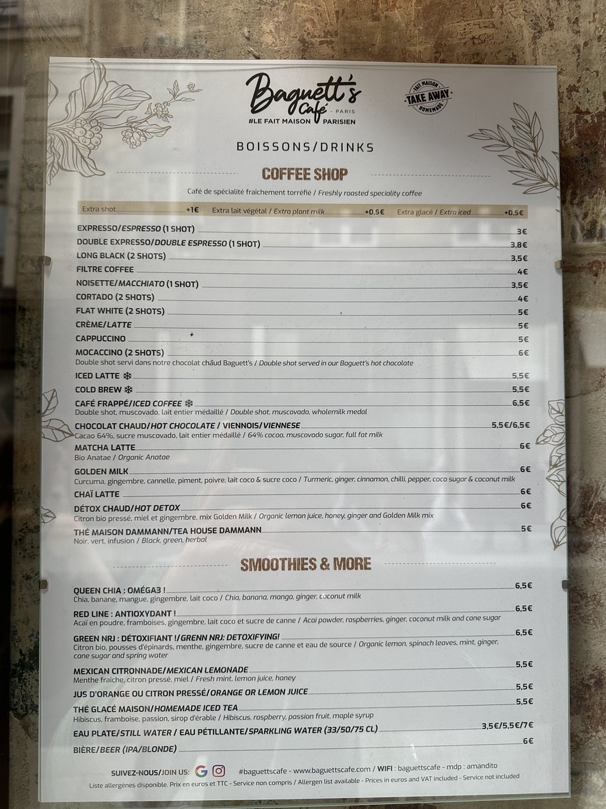 Baguett's Café menu 2