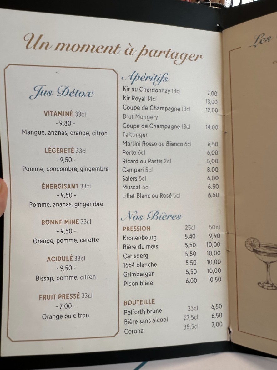 Le Marais Restaurant Paris menu 3