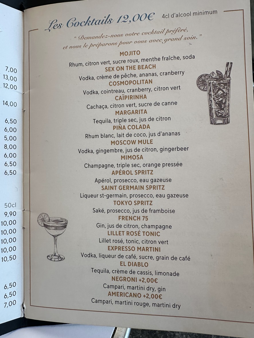 Le Marais Restaurant Paris menu 4