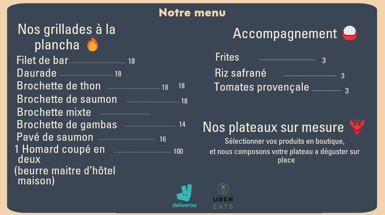Poissonnerie L'Atlantide - Nation menu 1