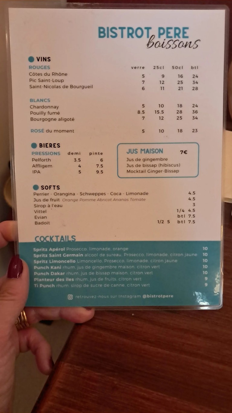 Bistrot Père menu 3