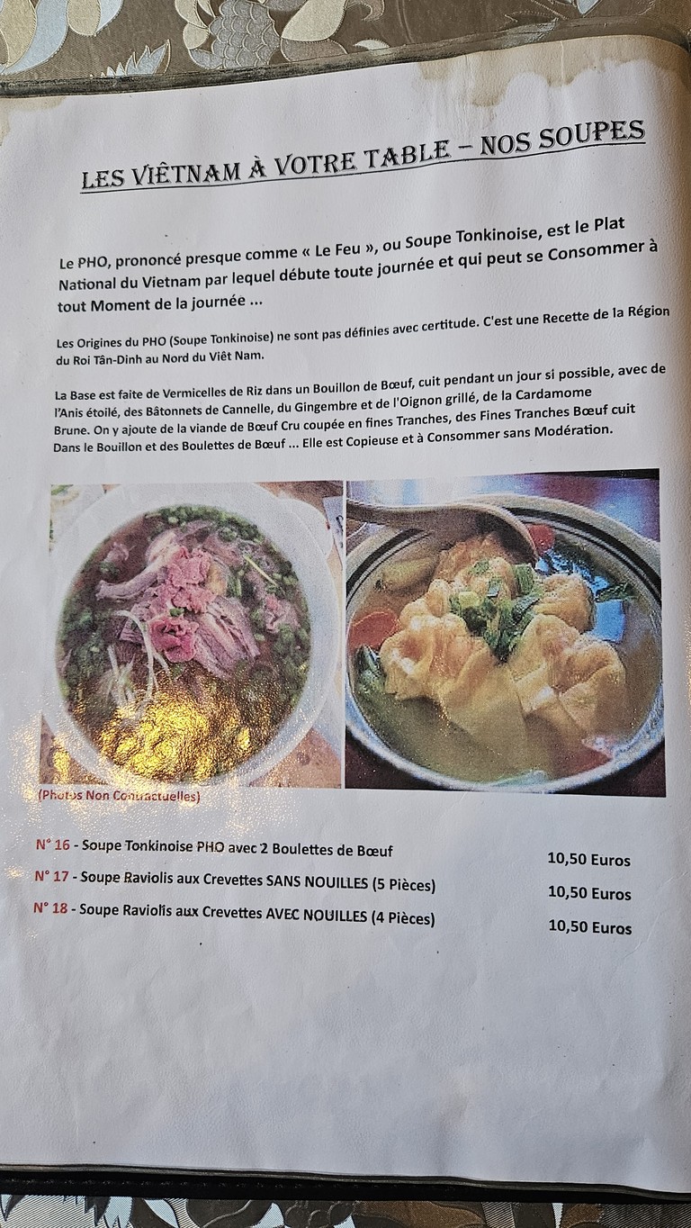 Restaurant Soleil d'Or Paris menu 2