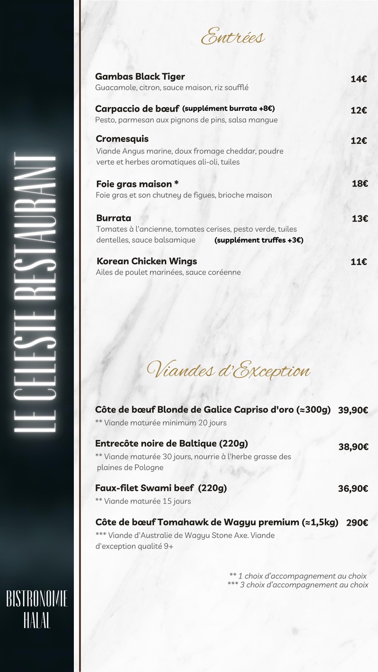 Le Céleste | Restaurante Halal París menu 2