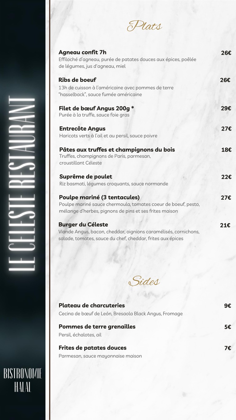 Le Céleste | Restaurante Halal París menu 3