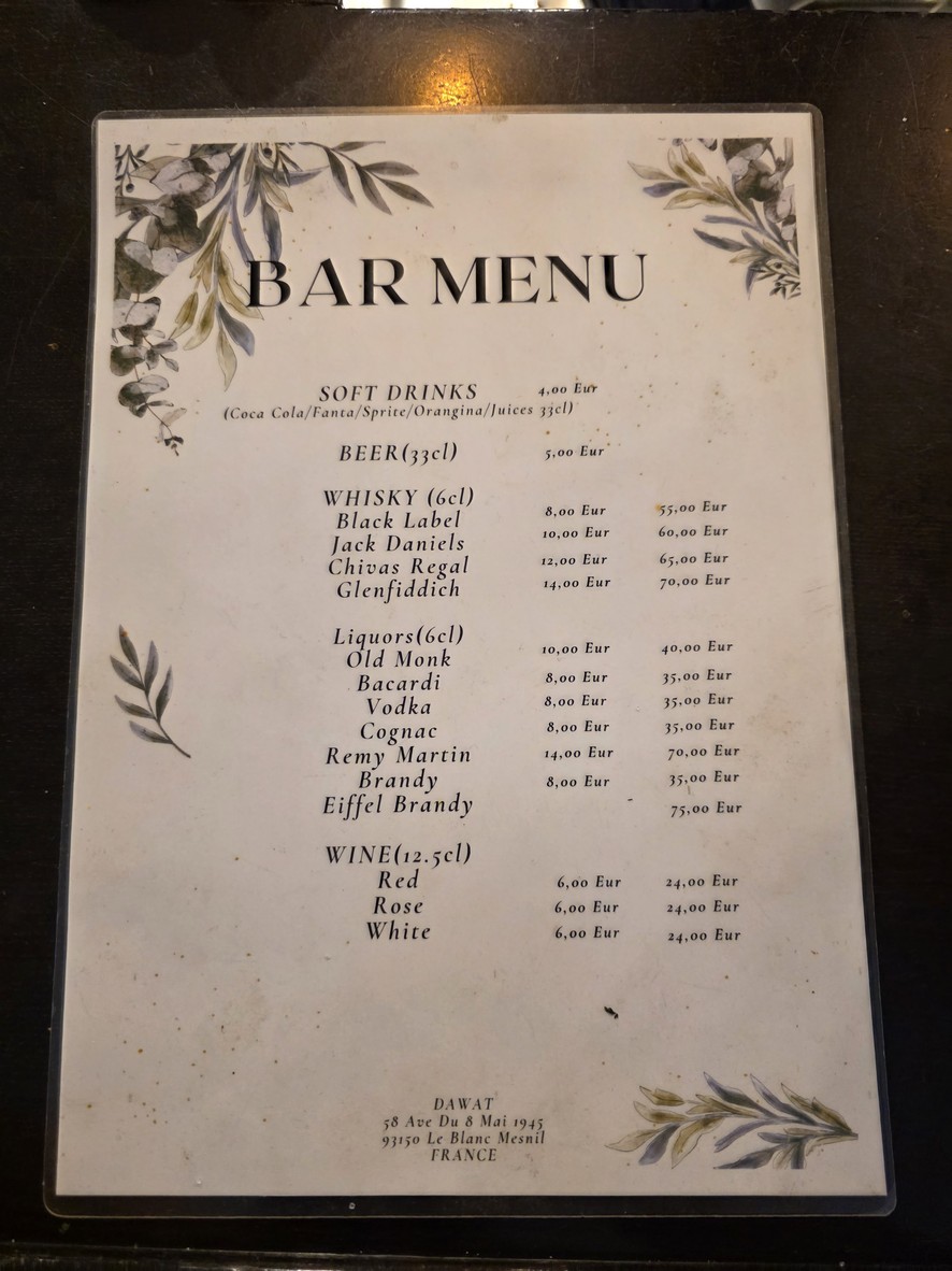 Welcome India menu 1