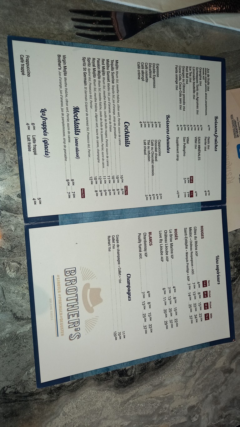 Brother's Restaurant Gennevilliers | Estanco | Brasserie menu 2