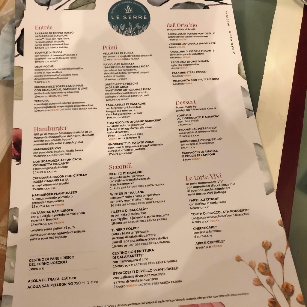 ViVi - Le Serre menu 1