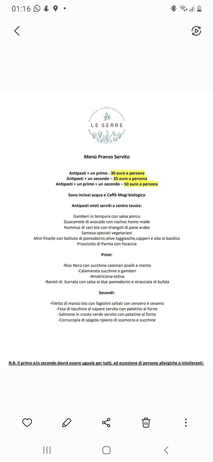ViVi - Le Serre menu 3