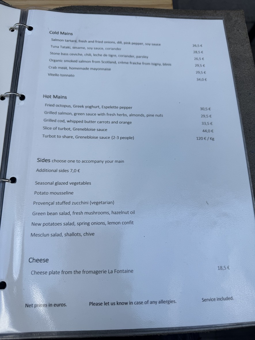 HSP La Table - Huîtres et Saumons de Passy menu 2