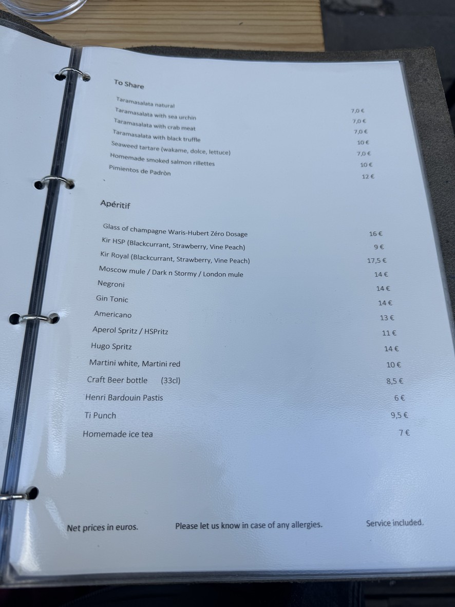 HSP La Table - Huîtres et Saumons de Passy menu 3