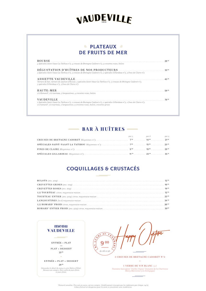 Vaudeville menu 2