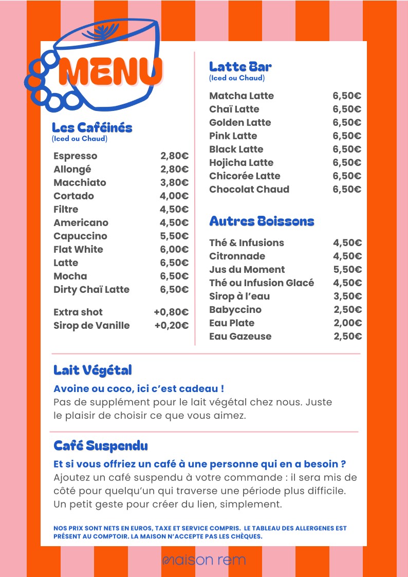 Maison Rem menu 1