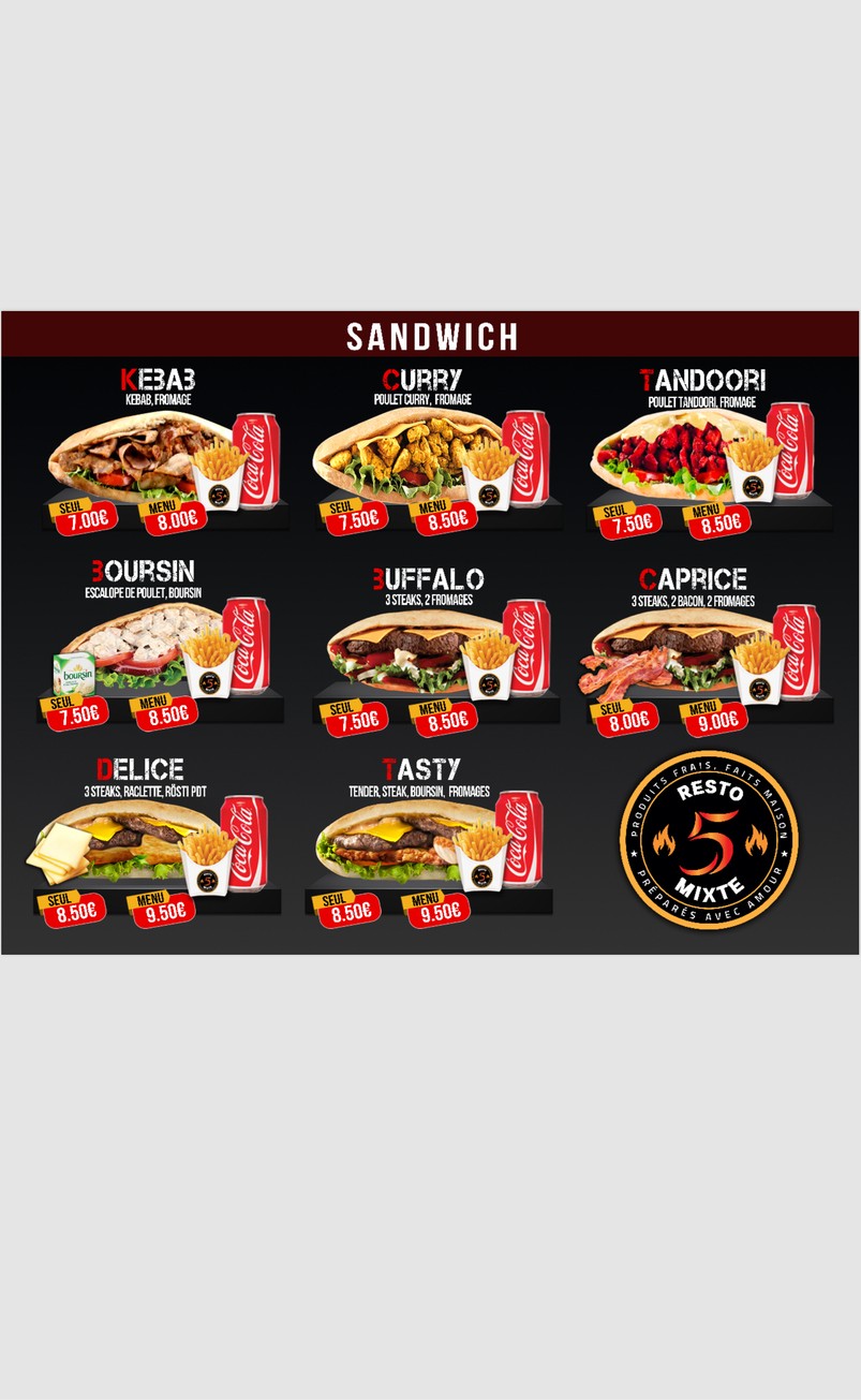 Resto 5 Mixtes menu 3