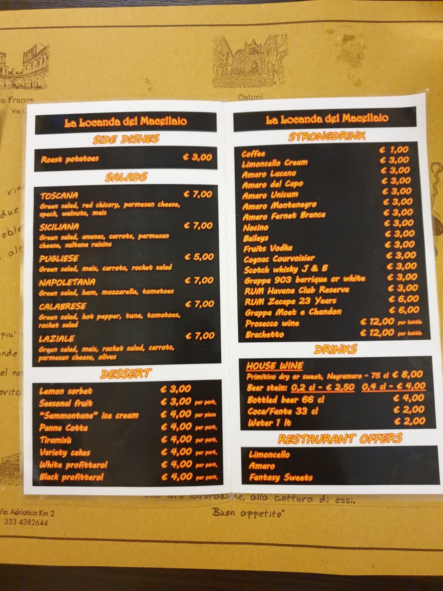 La Locanda del Macellaio menu 2