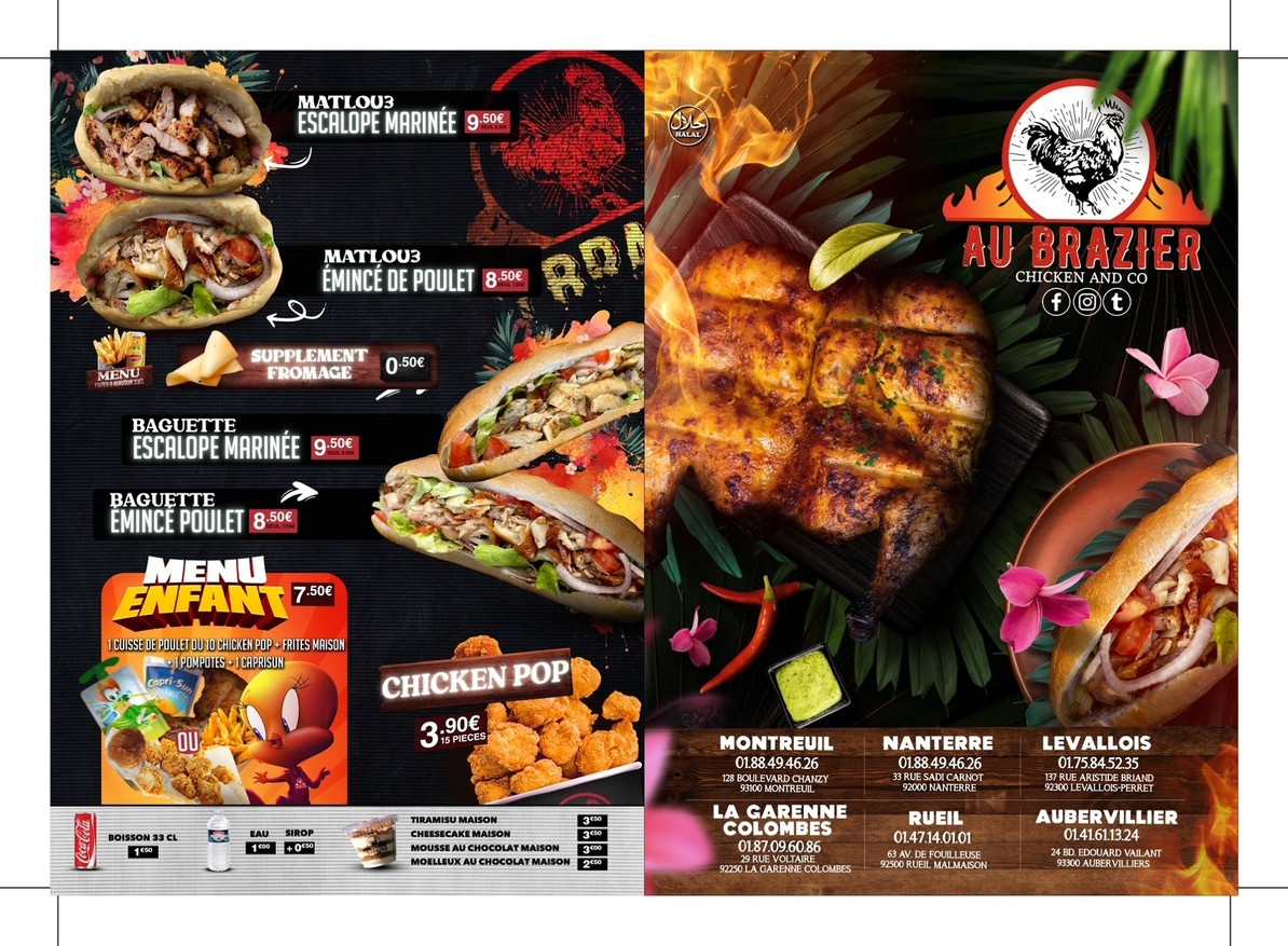 AU BRAZIER MONTREUIL - Restaurant Poulet Braisé menu 1