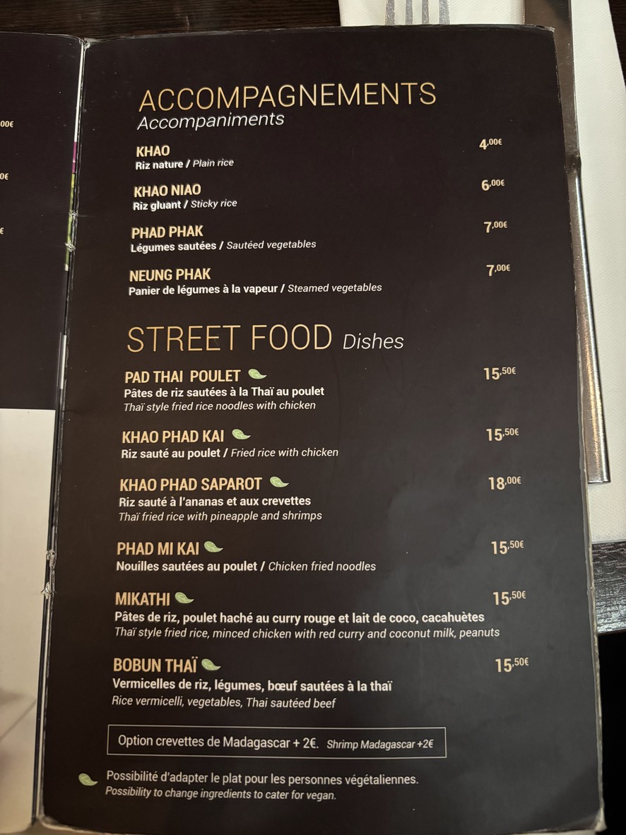 Suan Thaï Le Haut Marais menu 3
