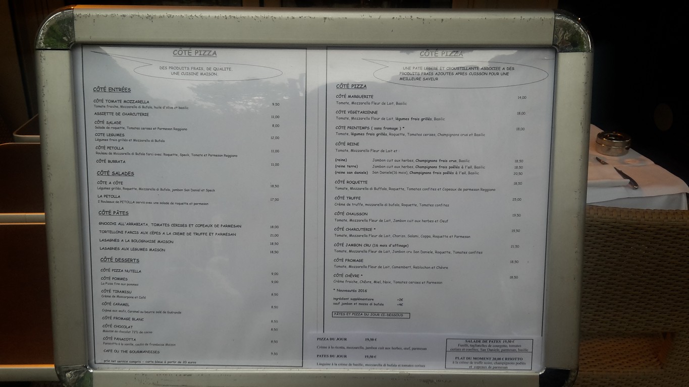 Côté Pizza menu 1
