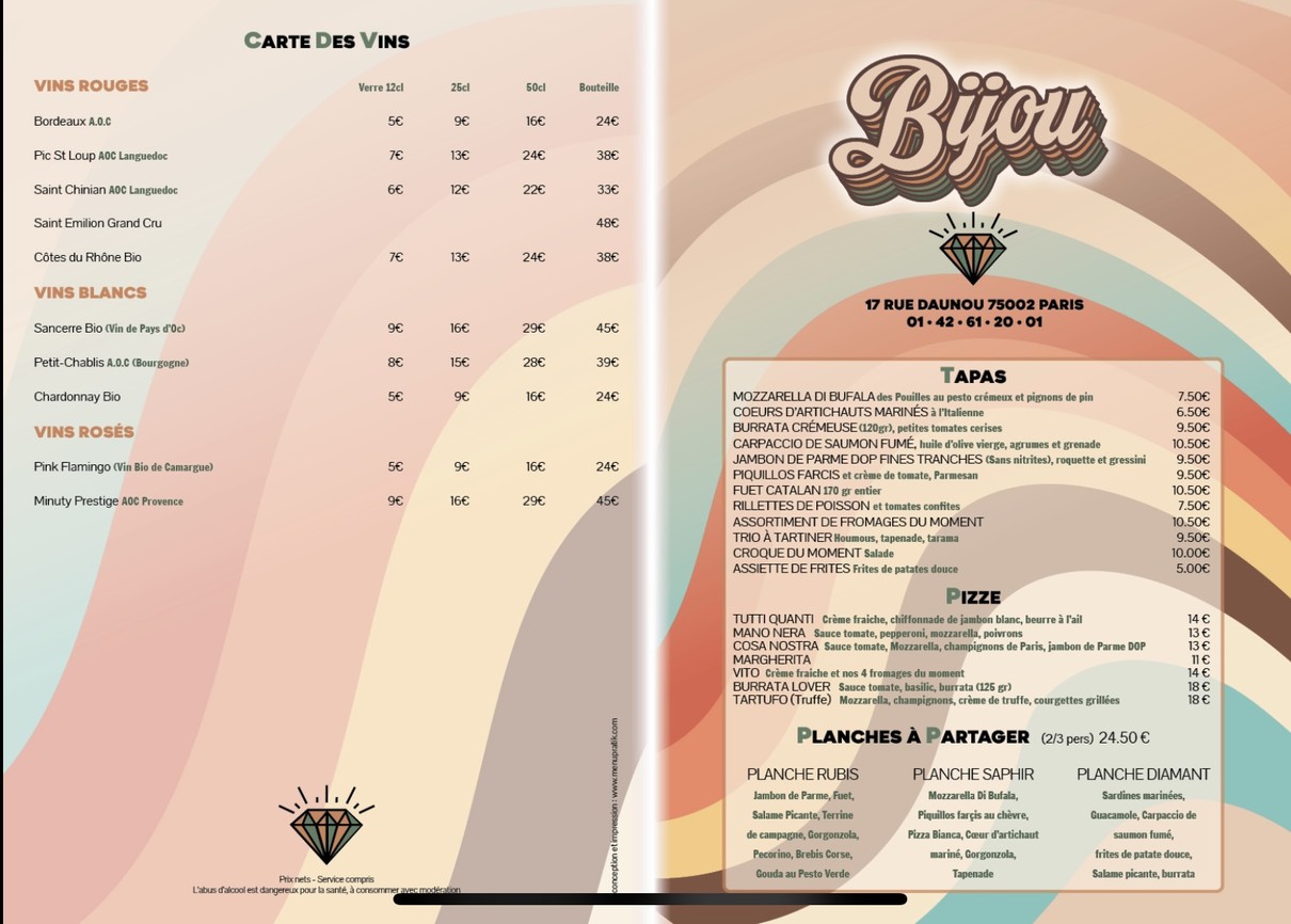 BIJOU menu 1