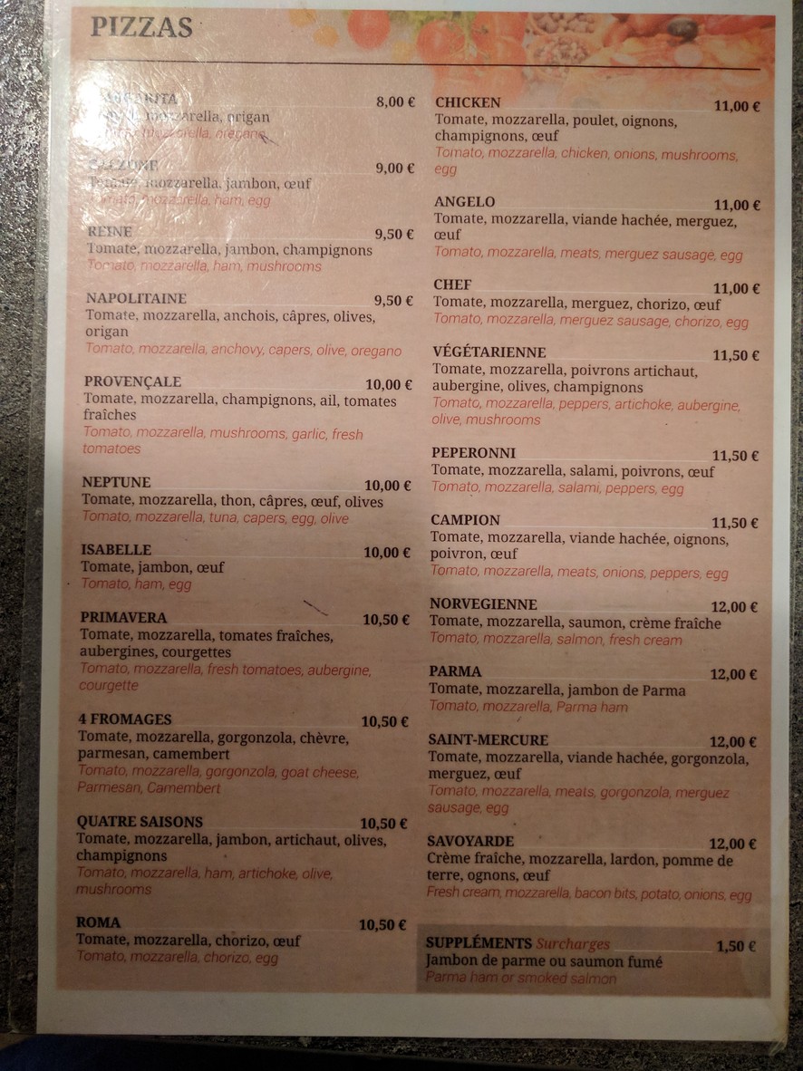 Saint Mercure menu 2