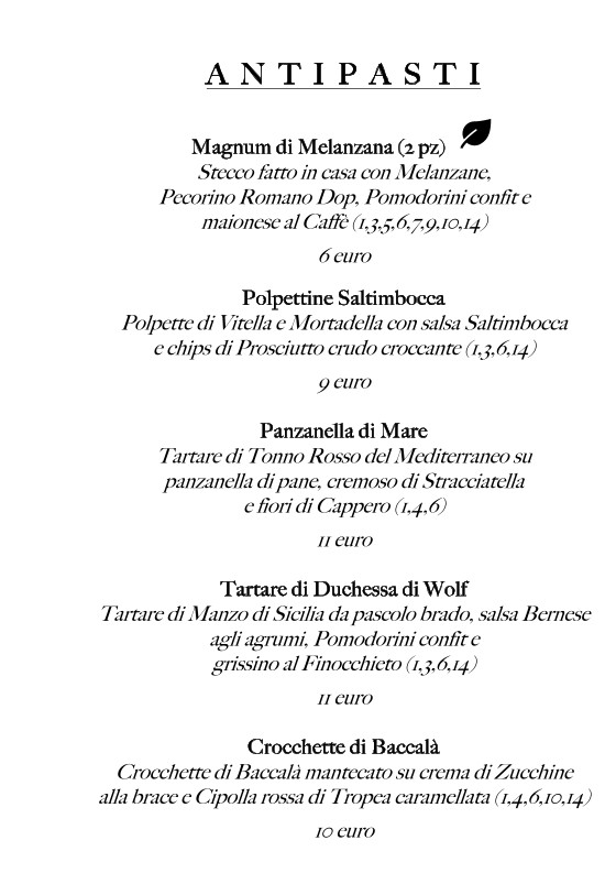 Breccia - Trattoria Moderna menu 1