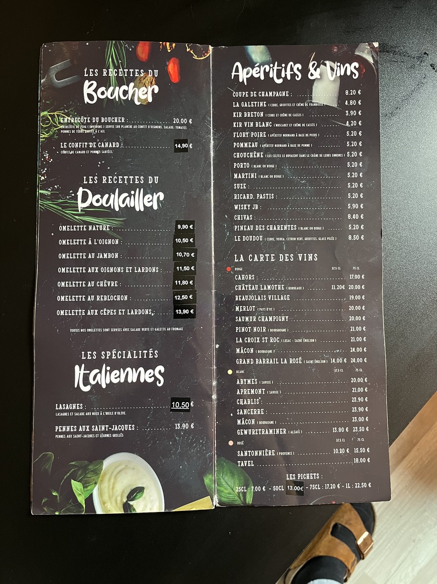 La Galetiere menu 1