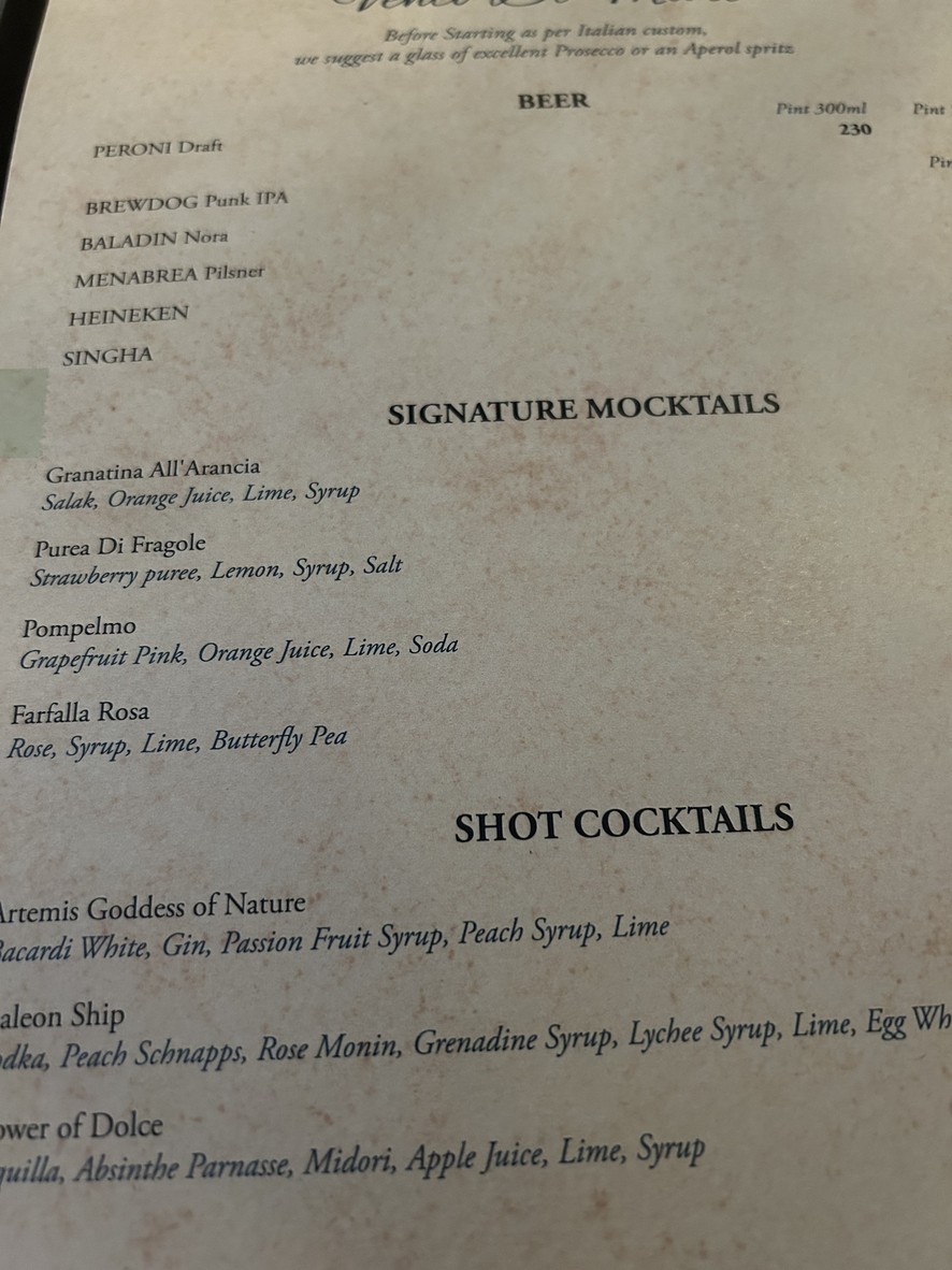 Vento Di Mare – 意大利餐厅及酒吧曼谷 menu 3