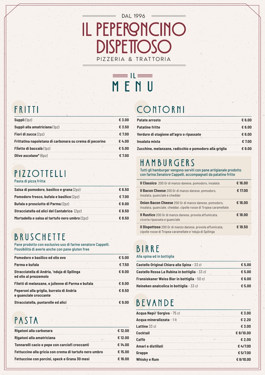 Peperoncino Dispettoso menu 1