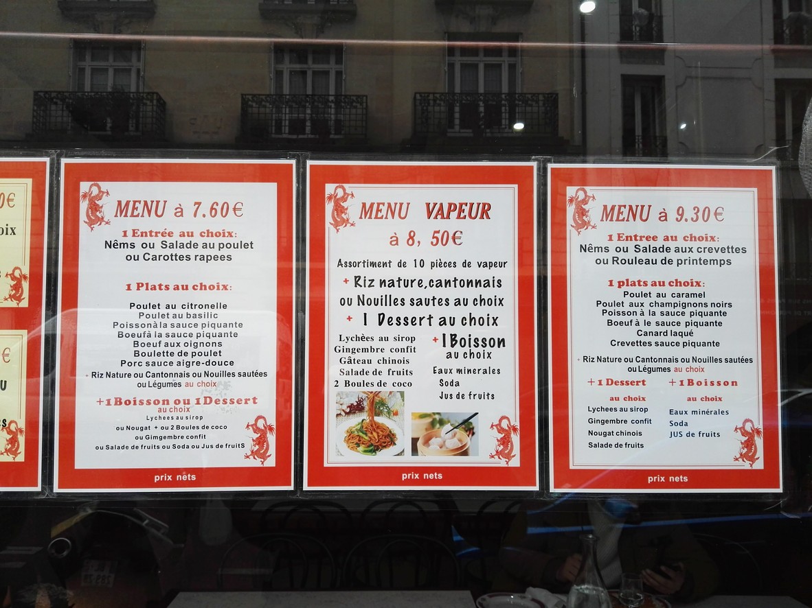 Traiteur GUOCHENG menu 1