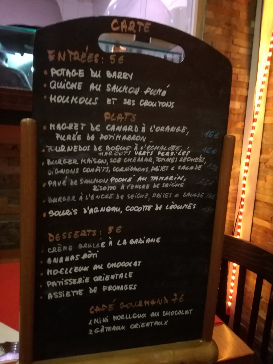 Le Train de vie menu 2