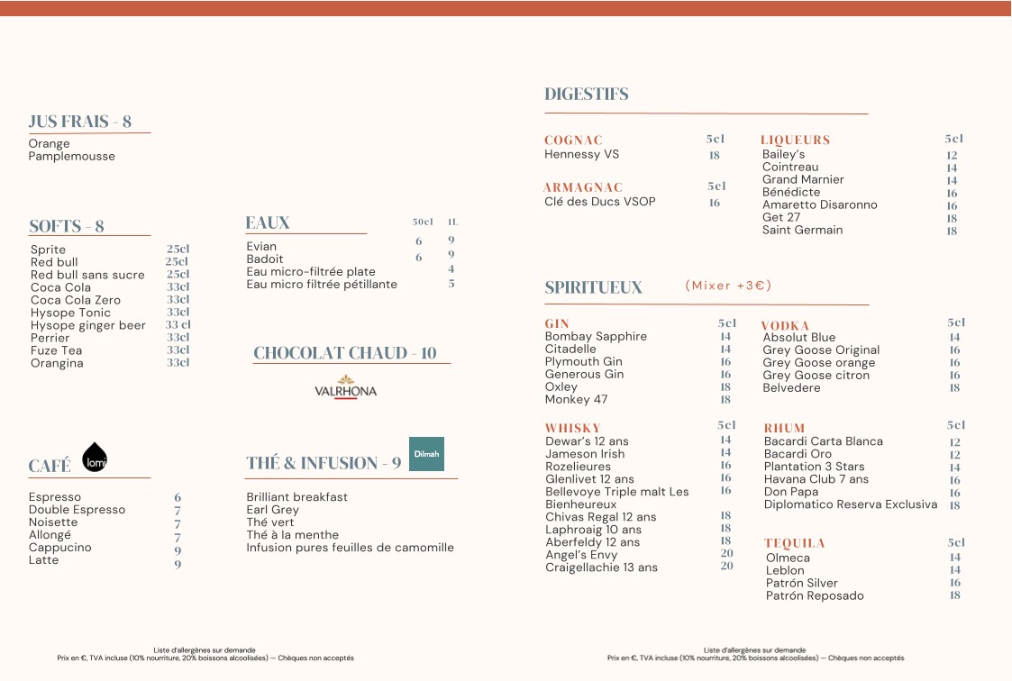 L'Esprit Nouveau menu 3