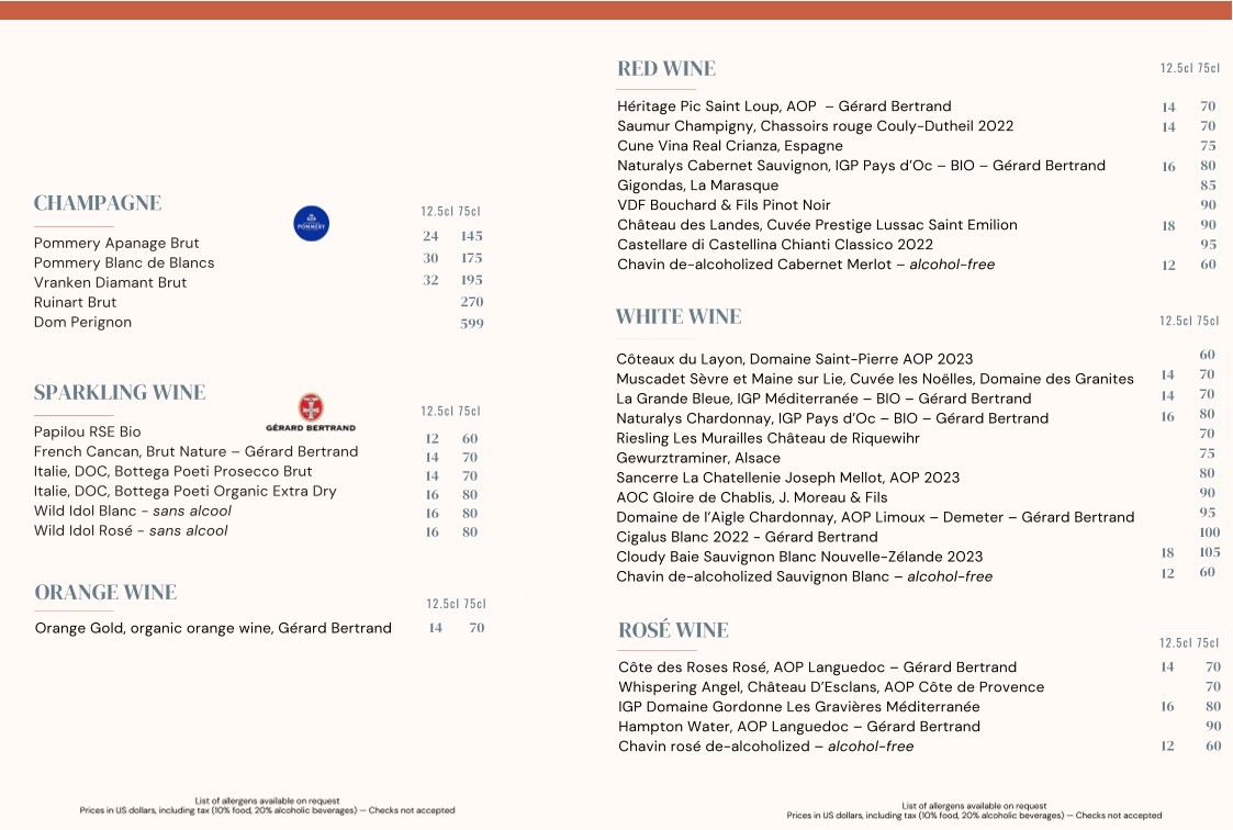 L'Esprit Nouveau menu 4
