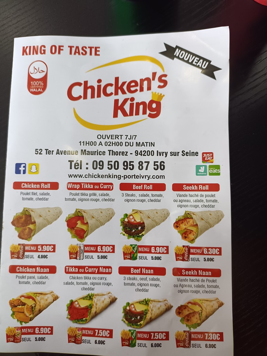Chicken’s king menu 1