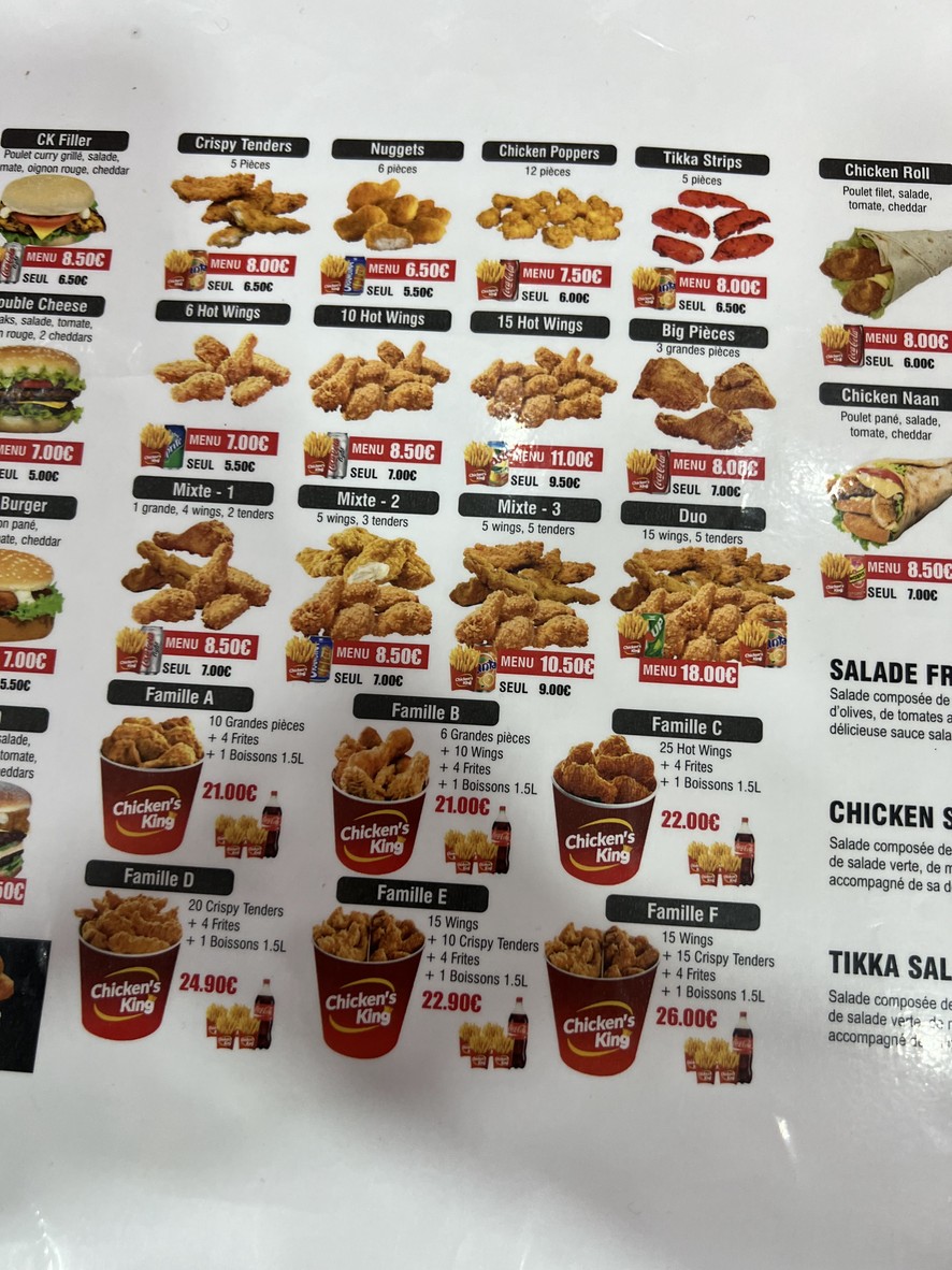 Chicken’s king menu 2