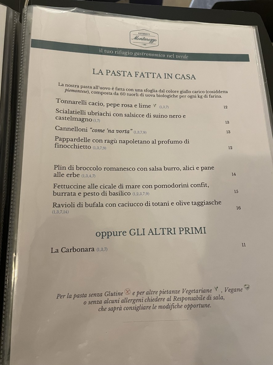 Ristorante Montarozzo menu 2