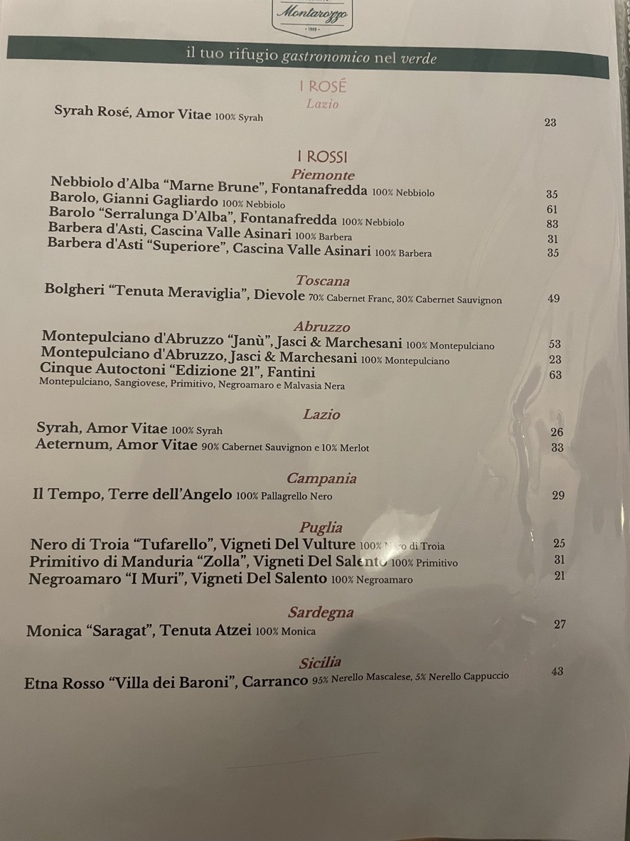Ristorante Montarozzo menu 10