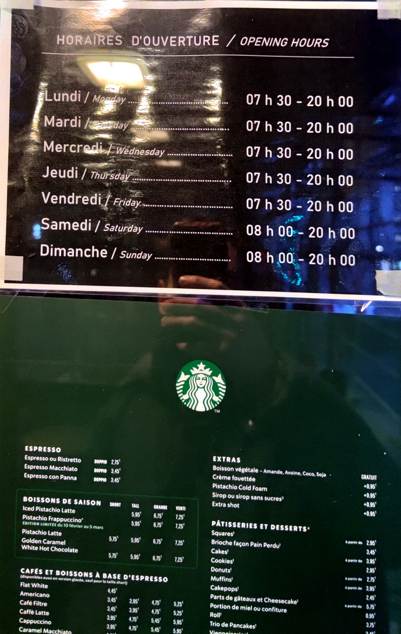 Starbucks menu 1