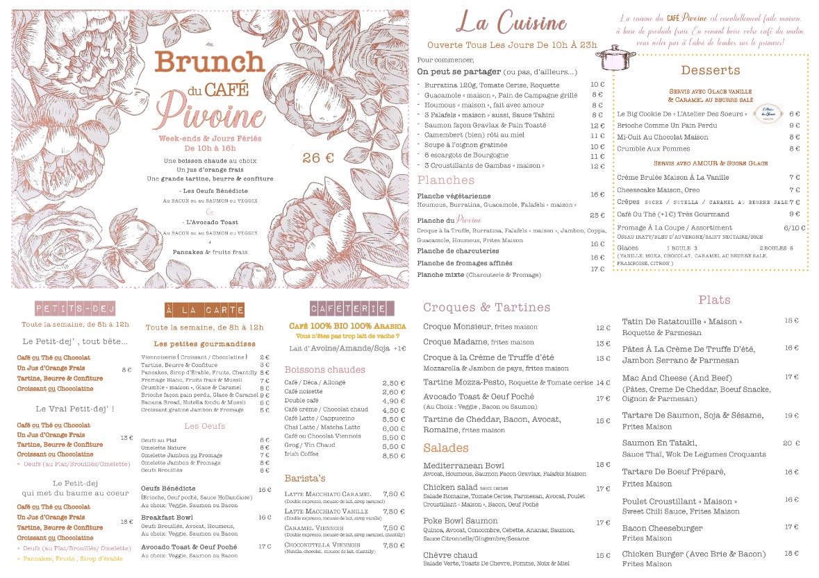 Café Pivoine menu 1