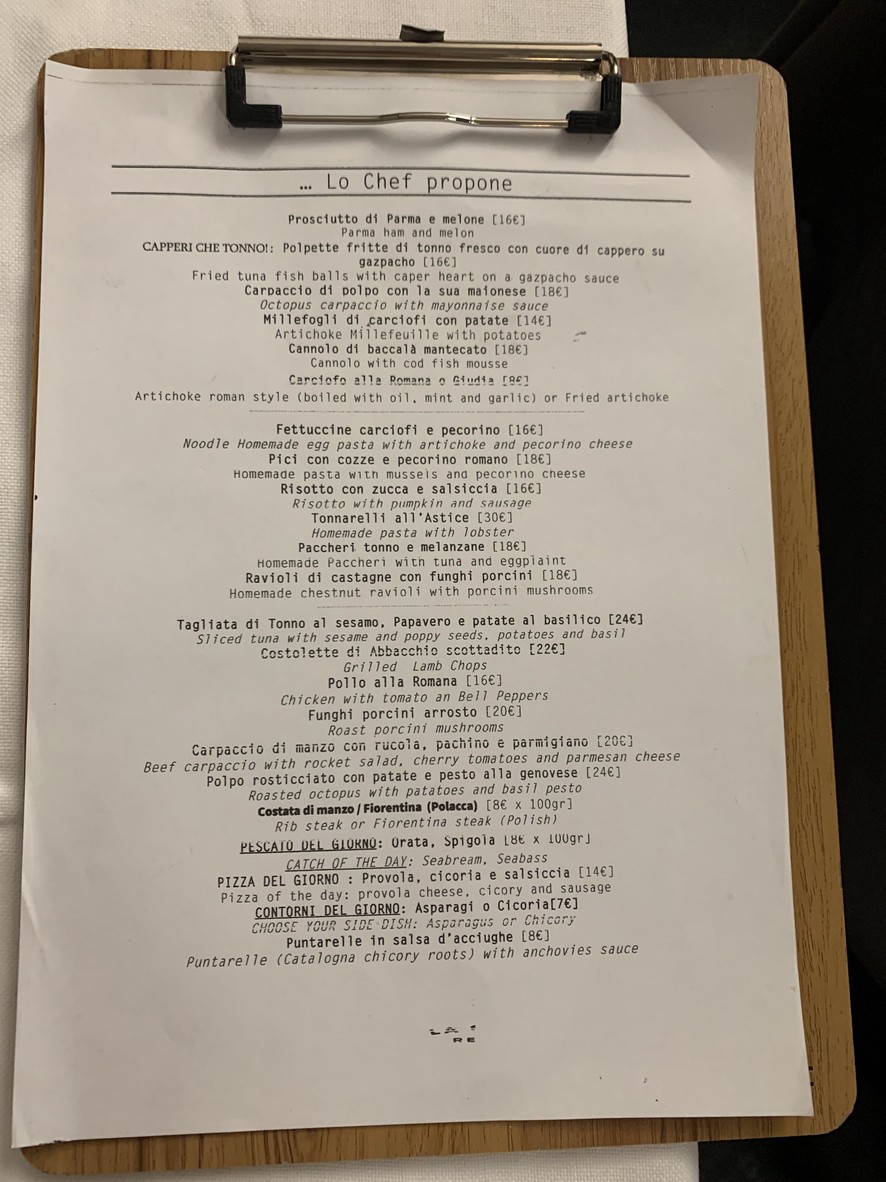 La Soffitta Renovatio menu 1