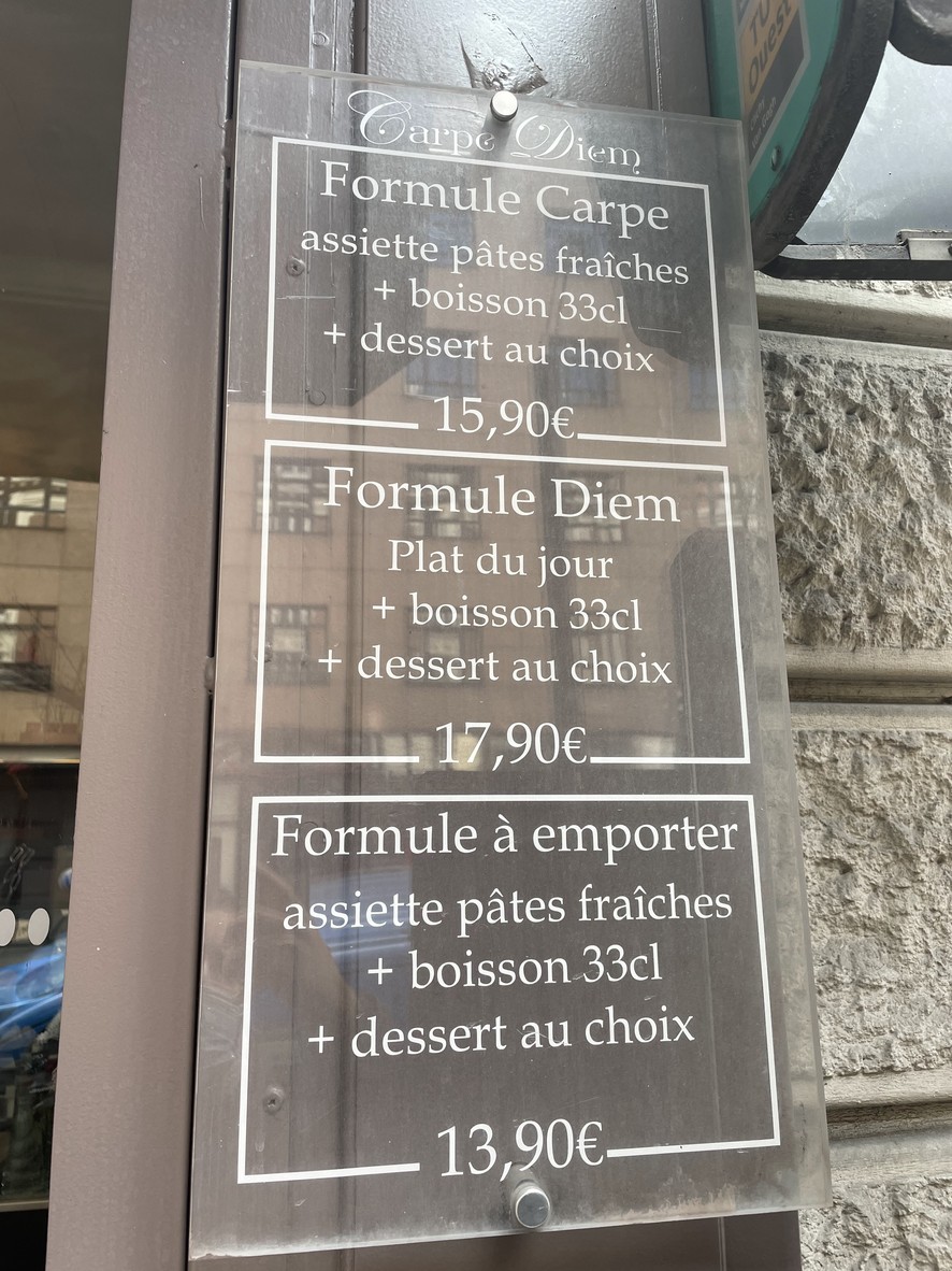 Carpe Diem menu 1