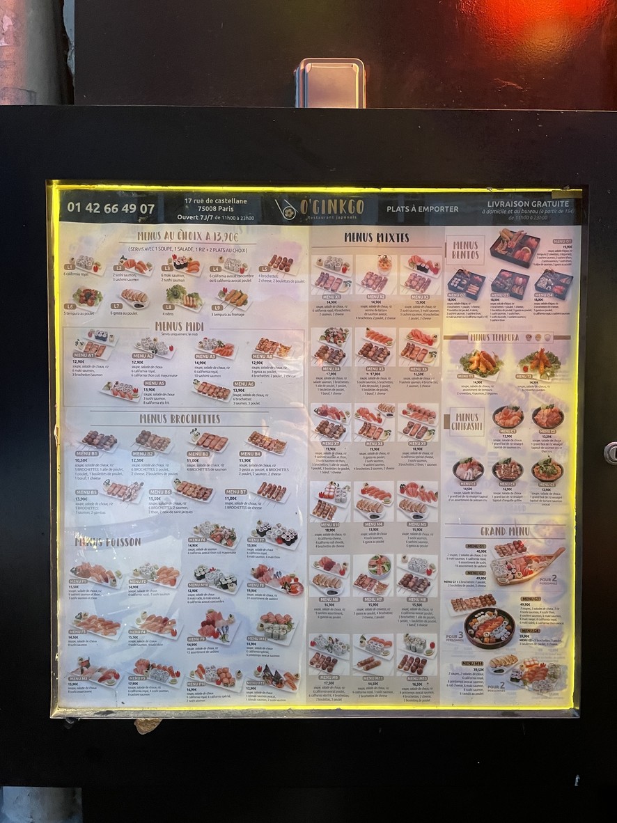 O'Ginkgo menu 2