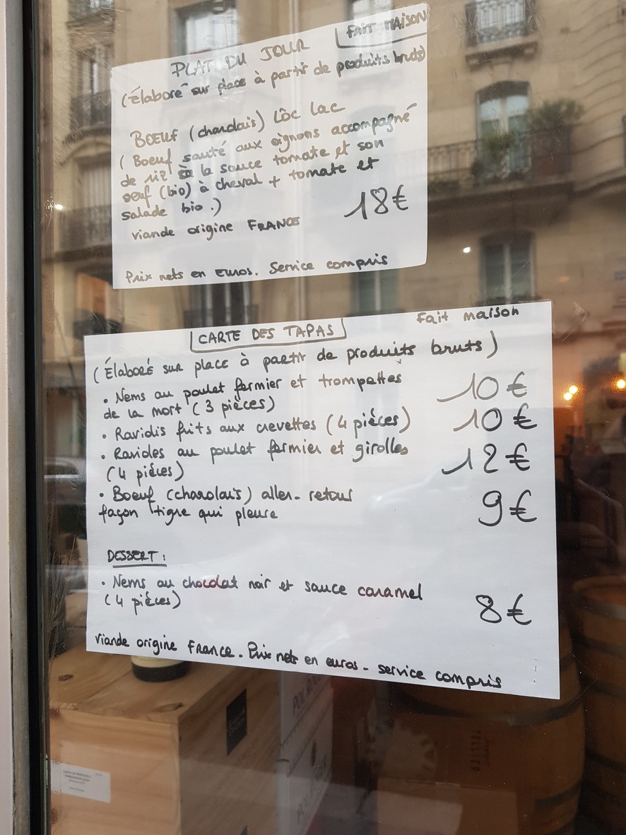 A Nez Vin menu 1