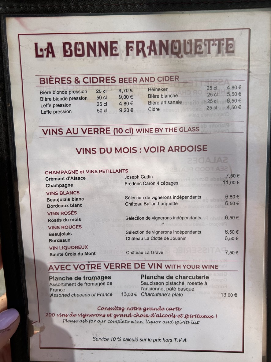 La Bonne Franquette menu 3