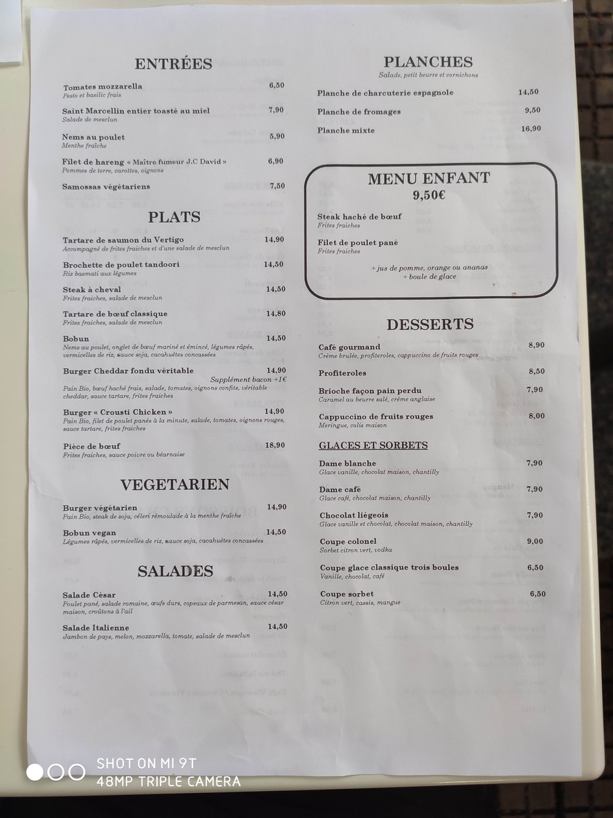 Le Vertigo 104 menu 1