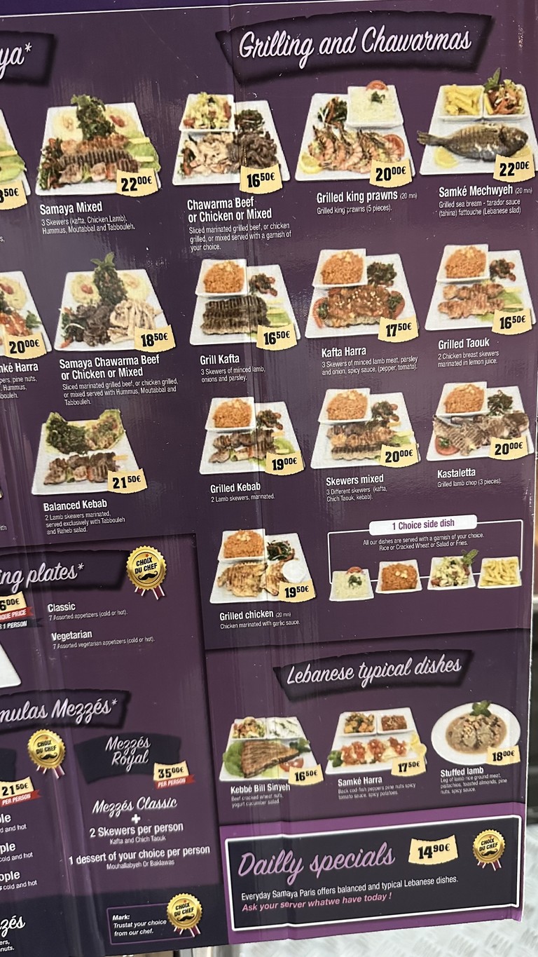 Samaya menu 2