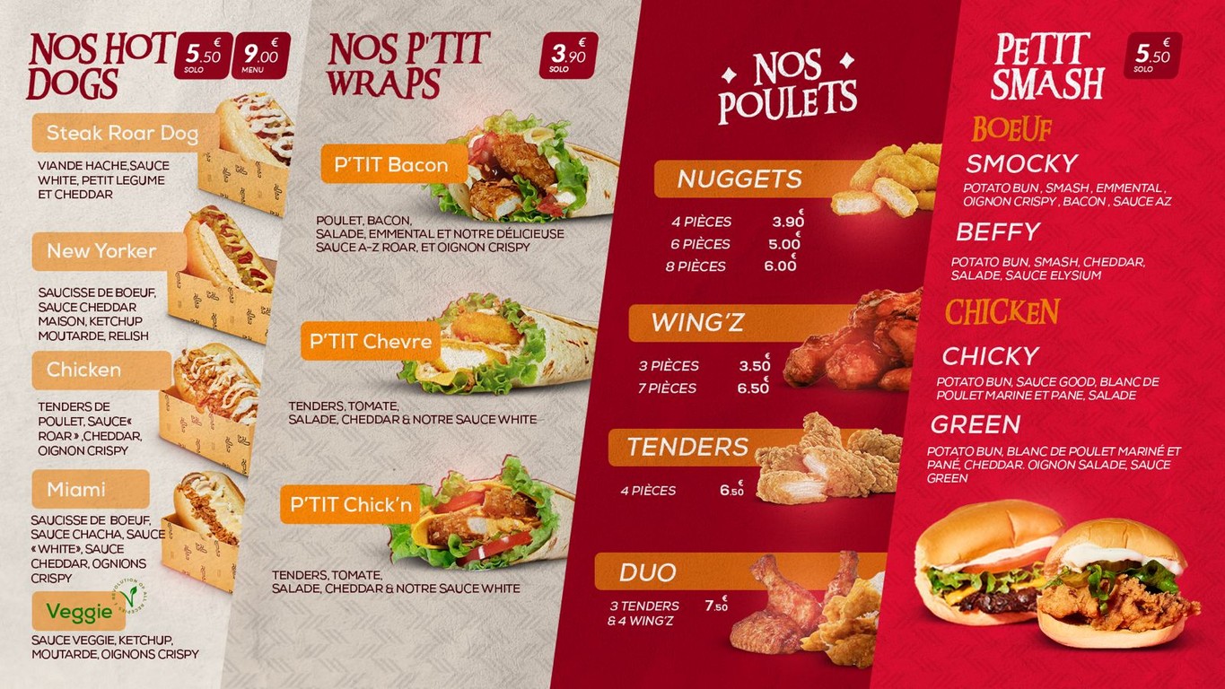 ROAR Burger menu 2