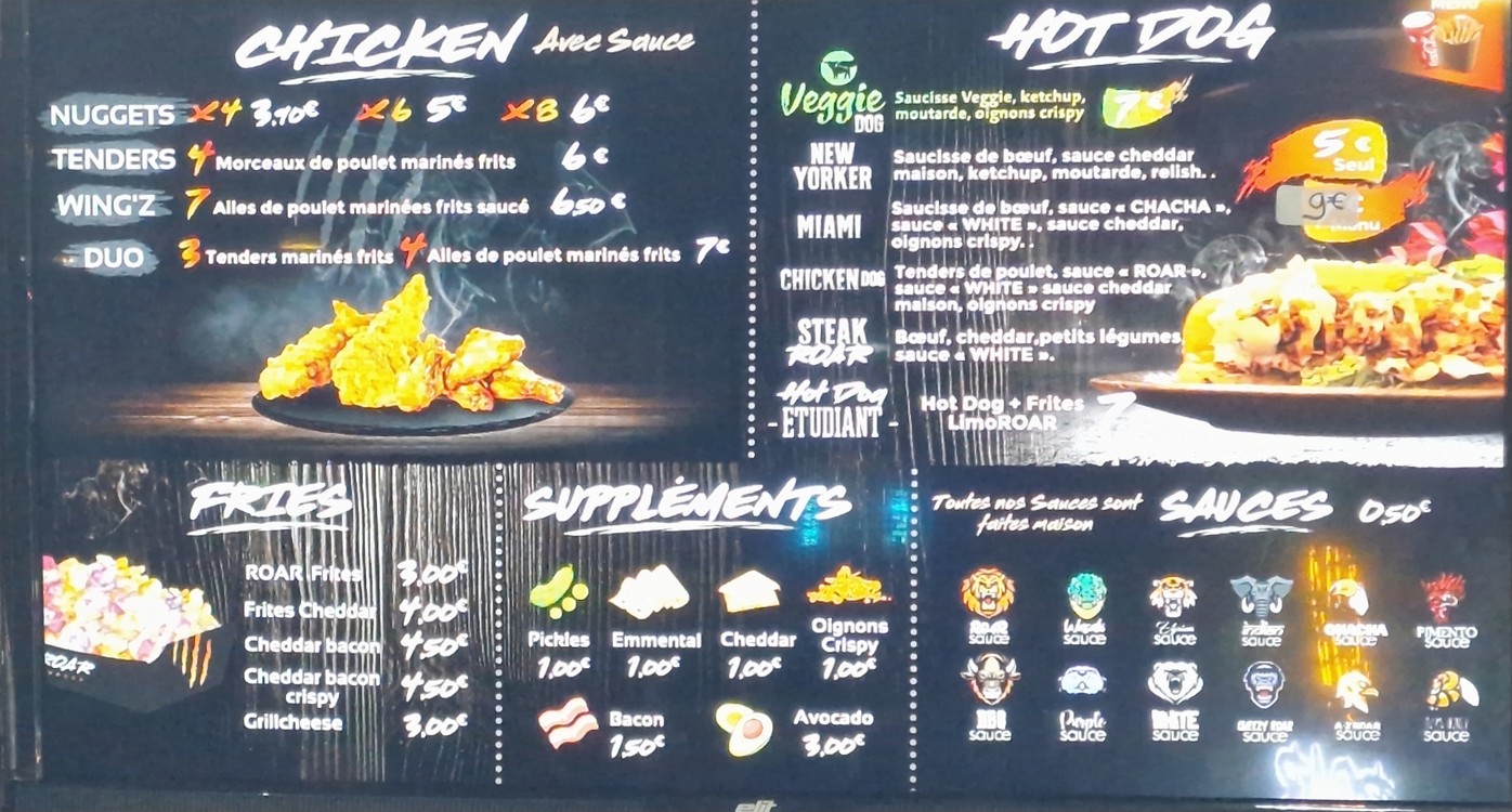 ROAR Burger menu 4